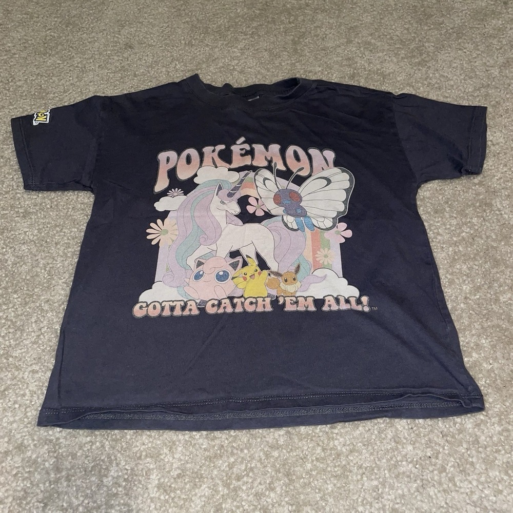 Cotton On Kids Pokemon Graphic T-Shirt Gray Pikachu Eevee Size‎ 7 Gotta Catch Em